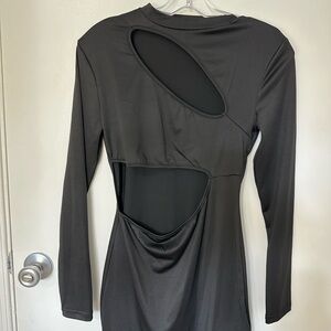 SHEIN Black Long Sleeve Cutout Dress
